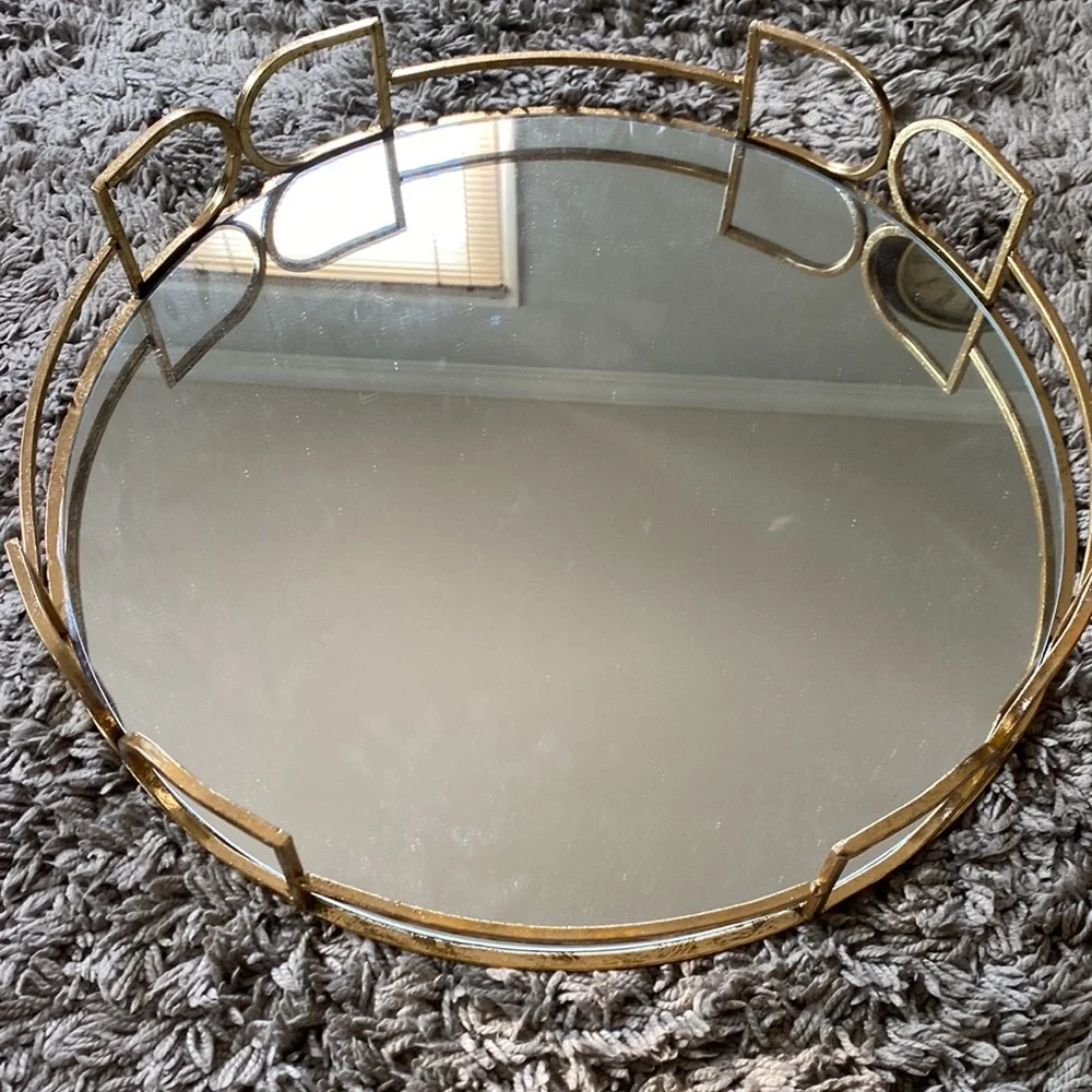 DD gold (antique)coated glass mirror decorative tray